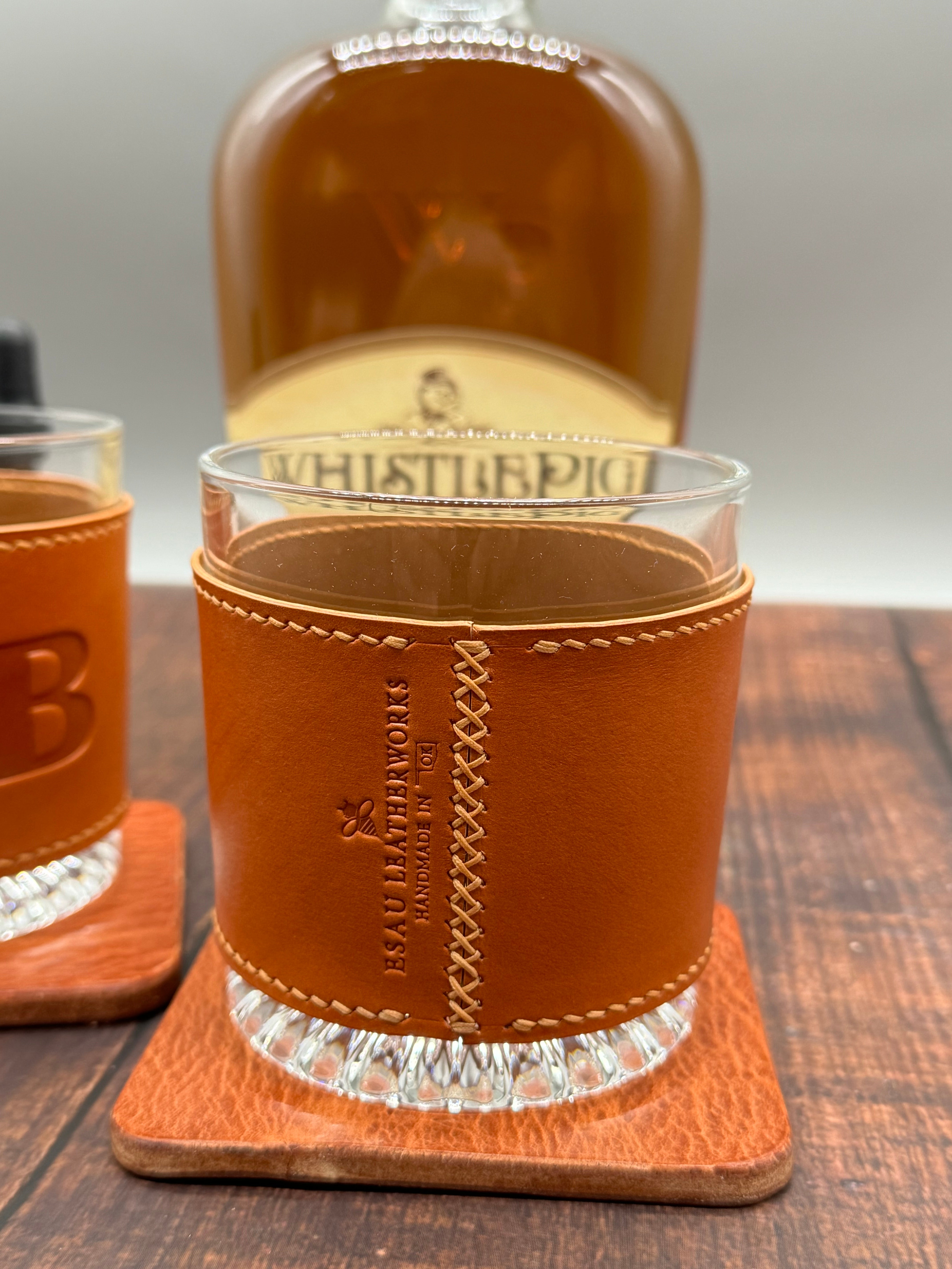Leather Wrapped Whiskey Glass