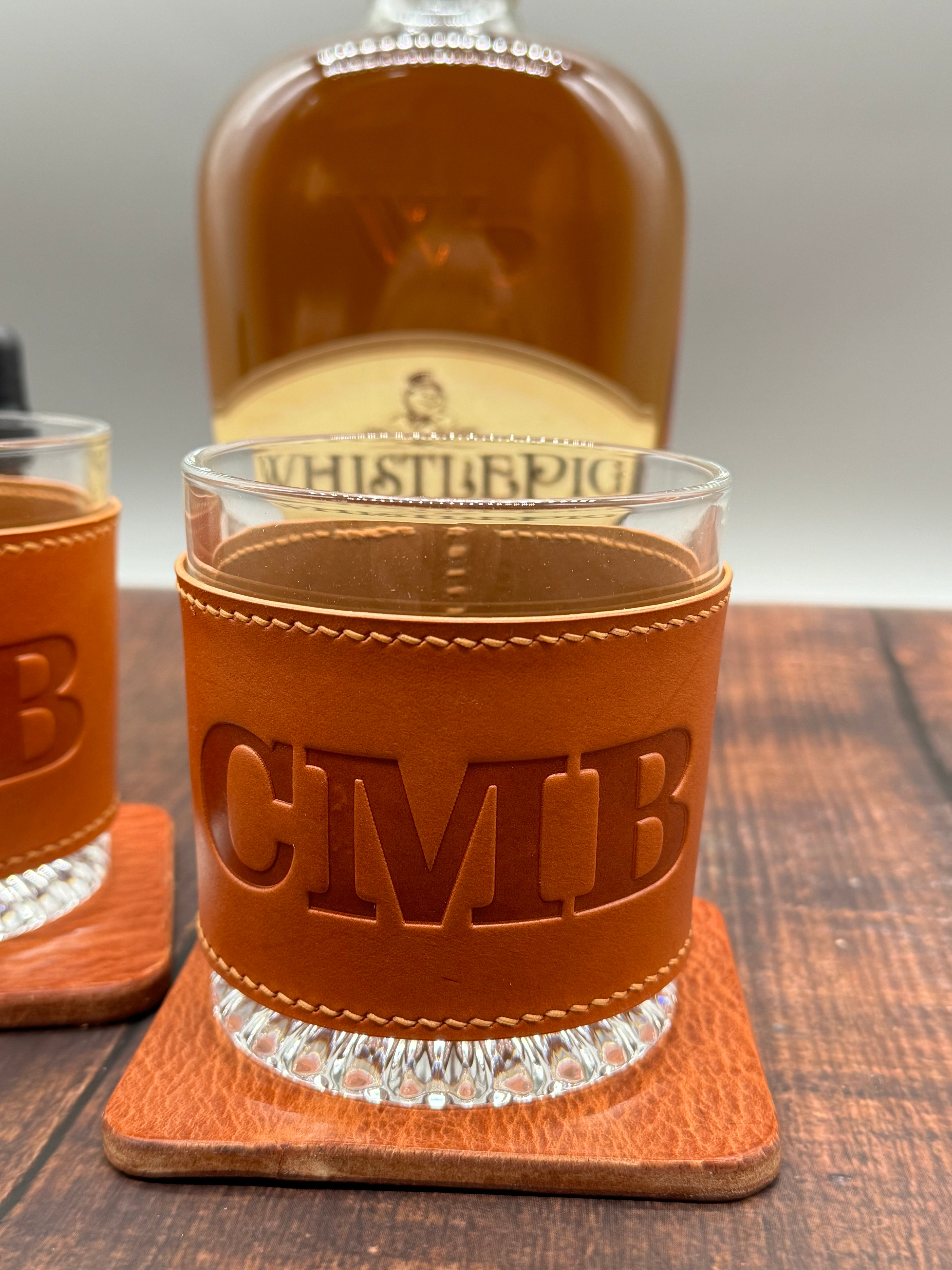 Leather Wrapped Whiskey Glass